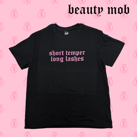 short temper long lashes distressed tee