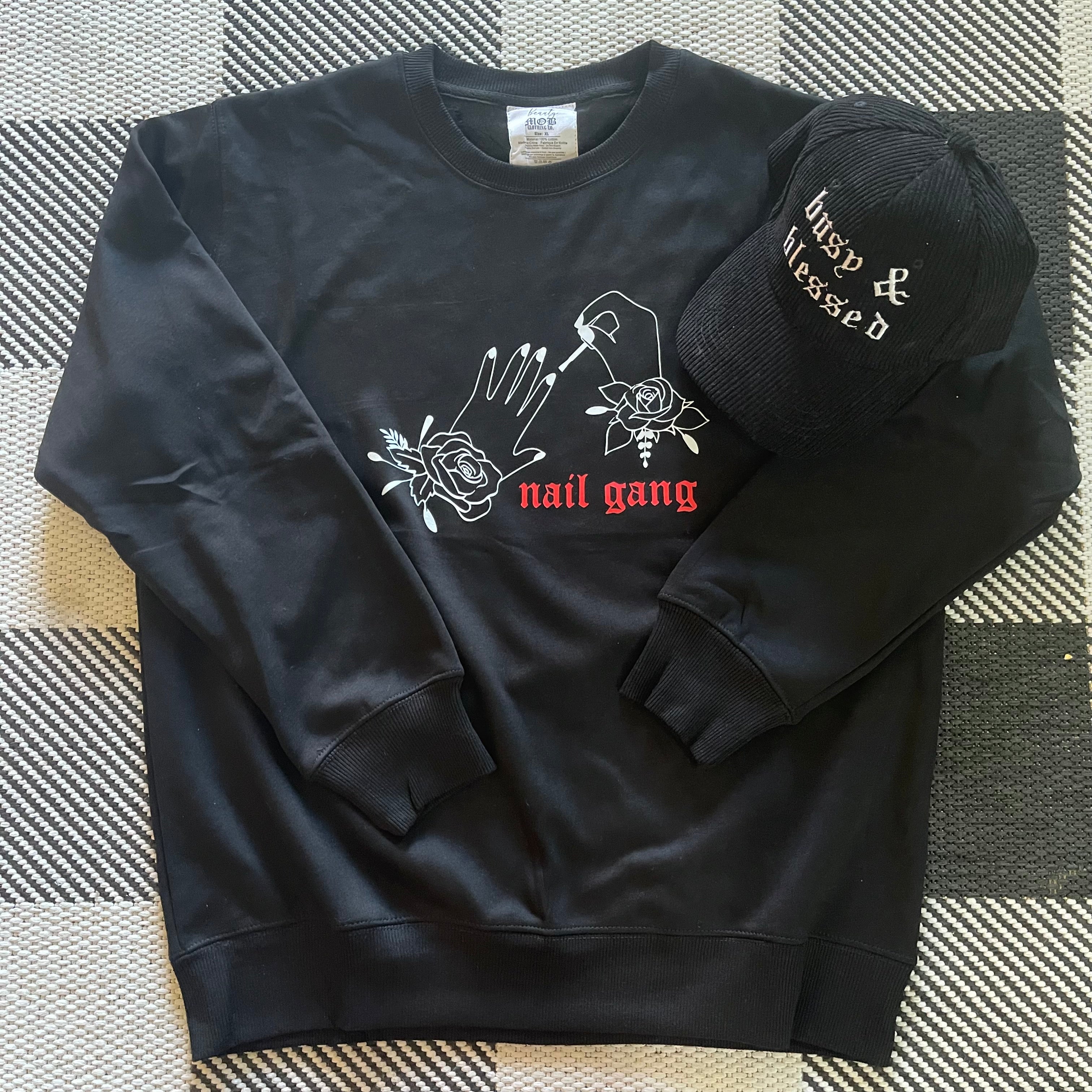 nail gang crewneck sweater - bkeyelashes