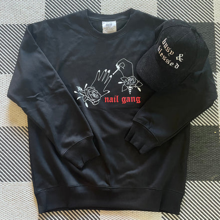 nail gang crewneck sweater - bkeyelashes
