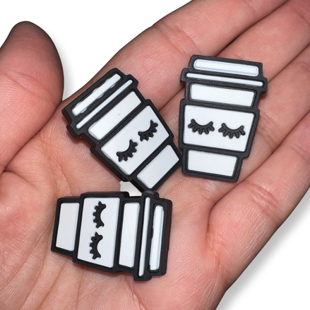 coffee and lashes shoe charm - bkeyelashes