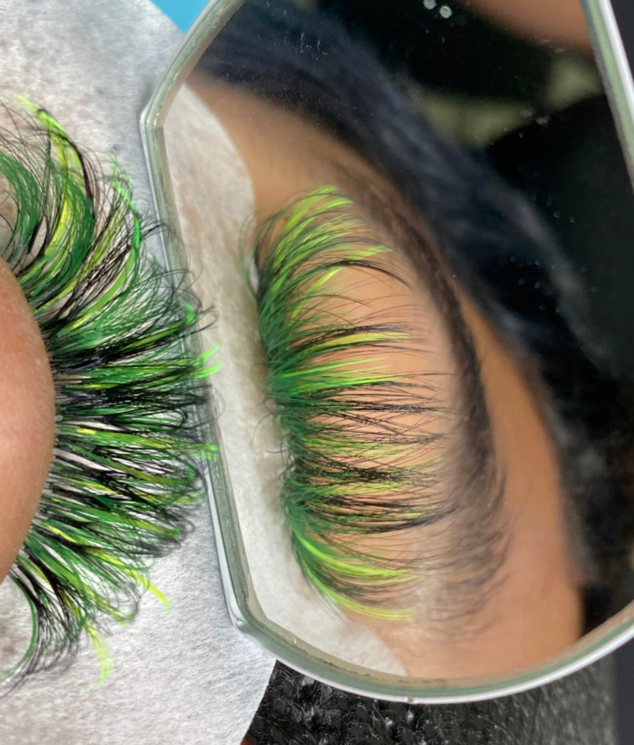 Green eyelashes best sale